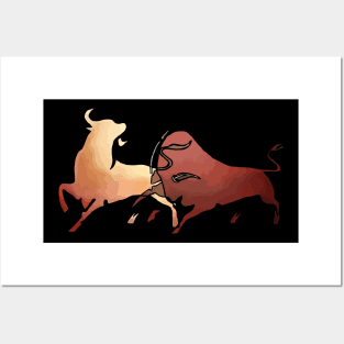 Taurean Bulls Animal Art Brown Cut Out Posters and Art